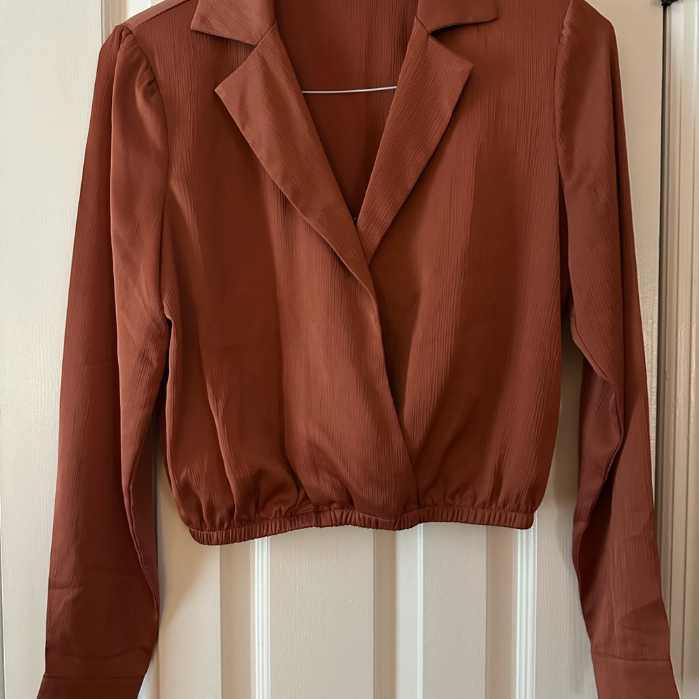Astr Terracotta Textured Blouse